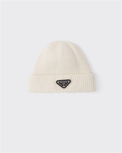 white prada beanie hat|prada wool and cashmere beanie.